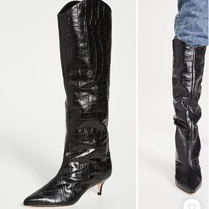 Maryana Lo Crocodile-Embossed Leather Boot, 8.5